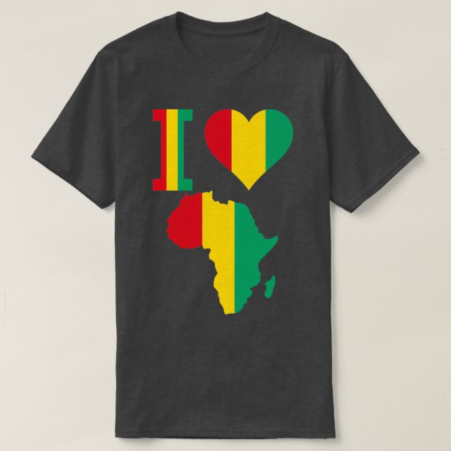 Camiseta Amo la bandera de Guinea Conakry Mapa de África (Diseño del anverso)