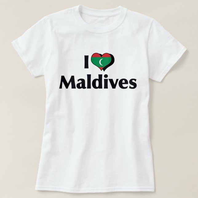 Camiseta Amo la bandera de Maldivas (Diseño del anverso)