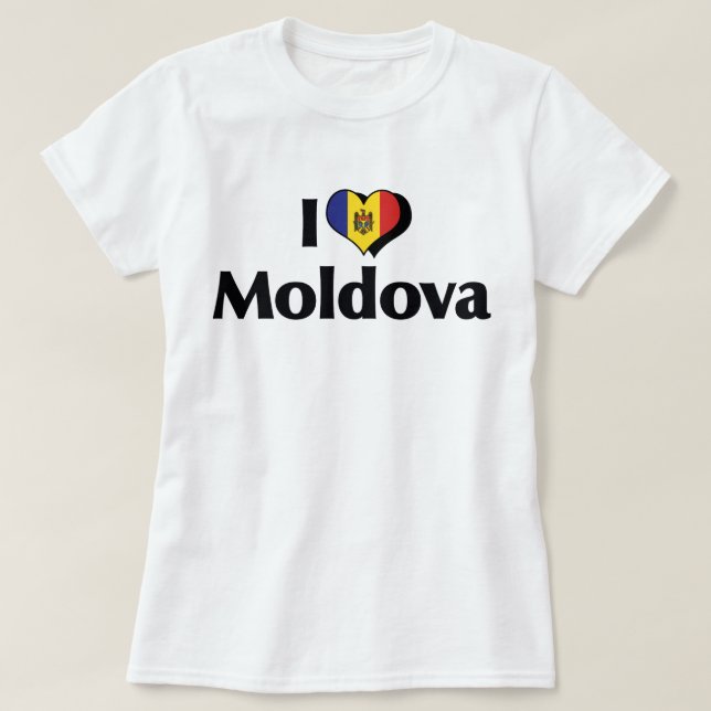 Camiseta Amo la bandera de Moldavia (Diseño del anverso)