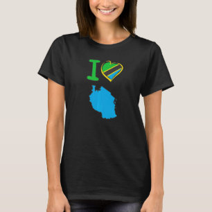 Camiseta Amo la bandera de Tanzania en forma de h