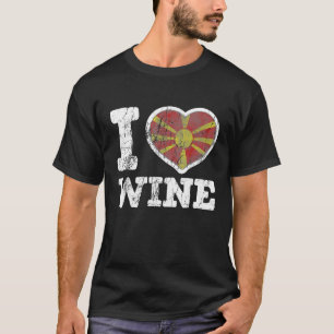 Camiseta Amo la bandera del corazón de Macedonia en el vino
