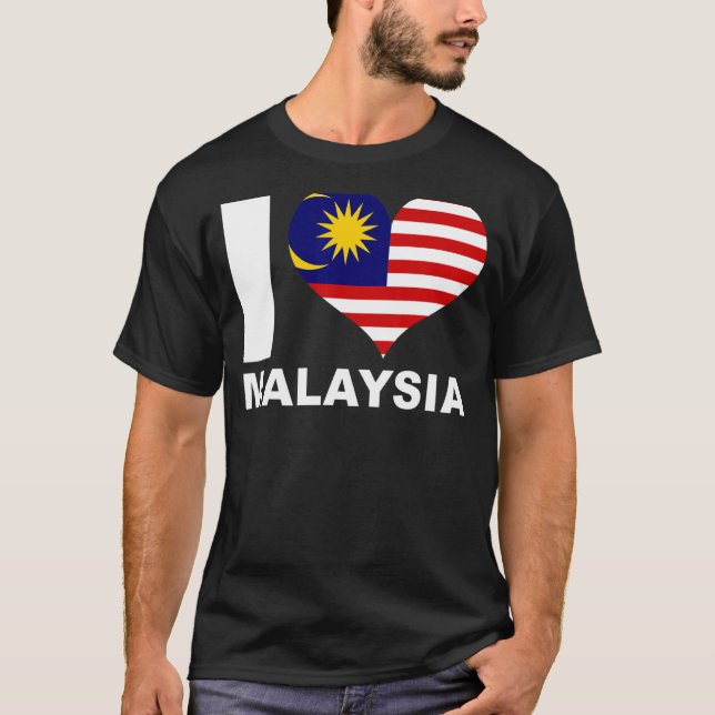 Camiseta Amo la bandera del corazón de Malasia (Anverso)