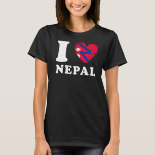 Camiseta Amo la bandera del corazón de Nepal