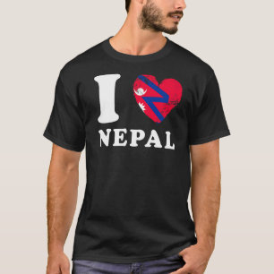 Camiseta Amo la bandera del corazón de Nepal