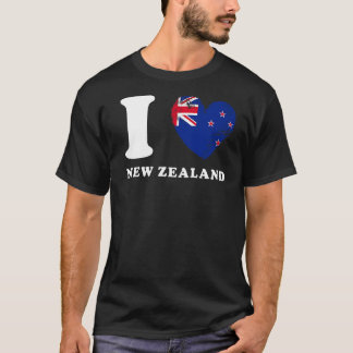Camiseta Amo la bandera del corazón de Nueva Zelanda