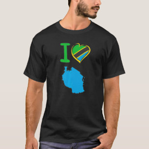 Camiseta Amo la bandera tanzana en forma de h