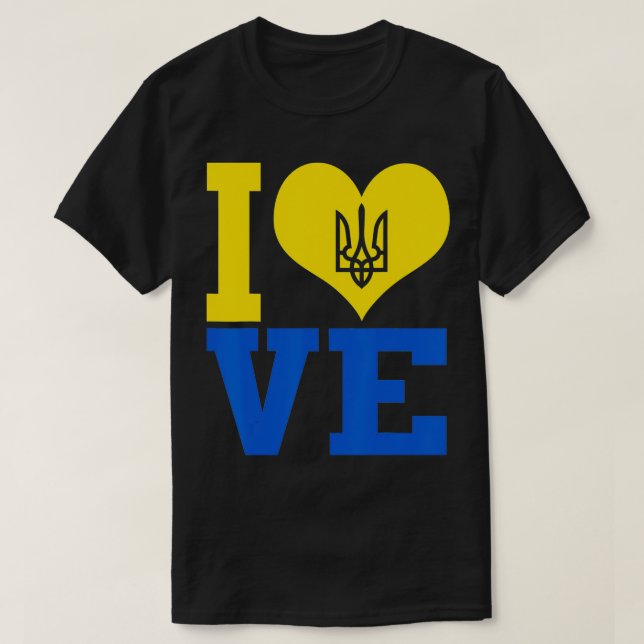 Camiseta Amo la bandera ucraniana  (Diseño del anverso)