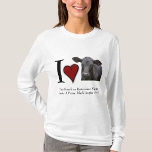 Camiseta Amo la carne de vaca negra de Angus