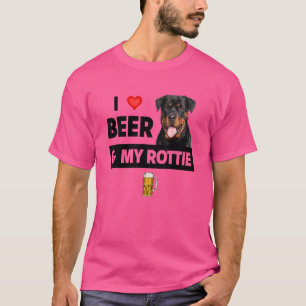 Camiseta Amo la cerveza y a mi mamá y papá Rottie perro Rot