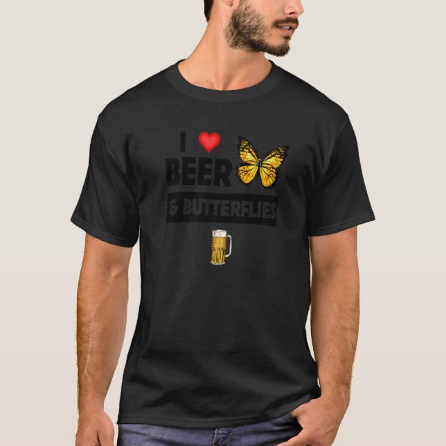 Camiseta Amo la cerveza y las mariposas bebiendo Lepidopter (Anverso)