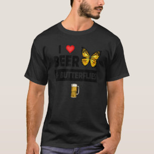 Camiseta Amo la cerveza y las mariposas bebiendo Lepidopter