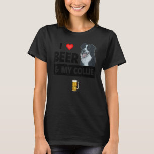 Camiseta Amo La Cerveza Y Mi Collie Fronteriza Mamá Papá Pe