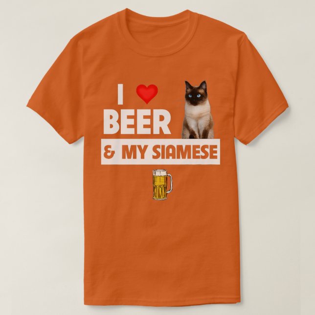 Camiseta Amo la cerveza y mi gato siamés que ama el Kitten  (Diseño del anverso)