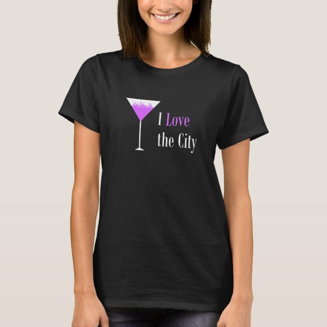 Camiseta Amo La Ciudad Morado Martini Bebe Vidrio Citysca (Anverso)