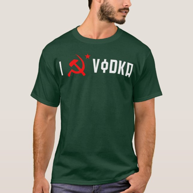 Camiseta AMO la copia NEGRA de la VODKA (Anverso)