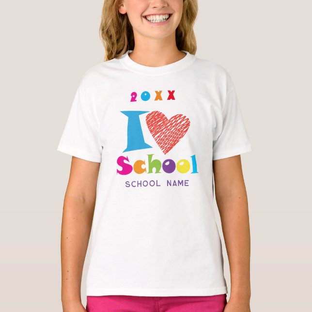 Camiseta Amo La Escuela. GRADUACIÓN Personalizado corazón l (Anverso)