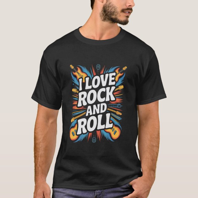 Camiseta Amo La Explosión De Guitarra De Rock And Roll (Anverso)