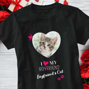 Camiseta Amo la foto de un Personalizado gato de mi novio
