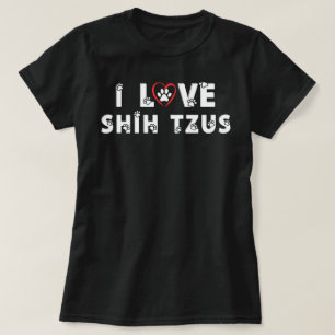 Camiseta Amo la huella de la pata del Shih Tzu perro