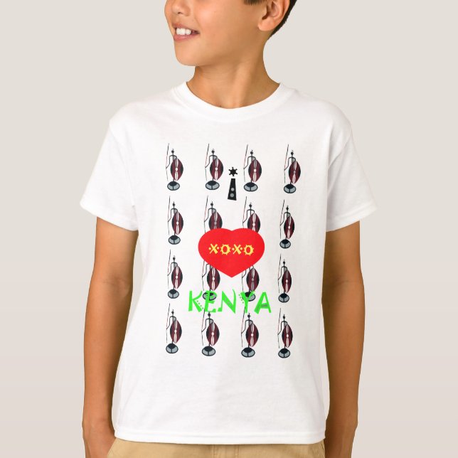 Camiseta Amo la impresión de arte de los masái de Kenia (Anverso)