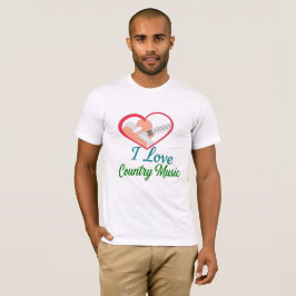 Camiseta Amo la música country - Diseño de corazón y guitar