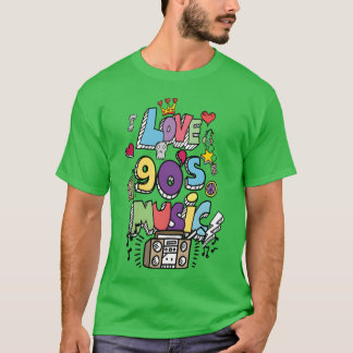 Camiseta Amo la música de los 90 divertida