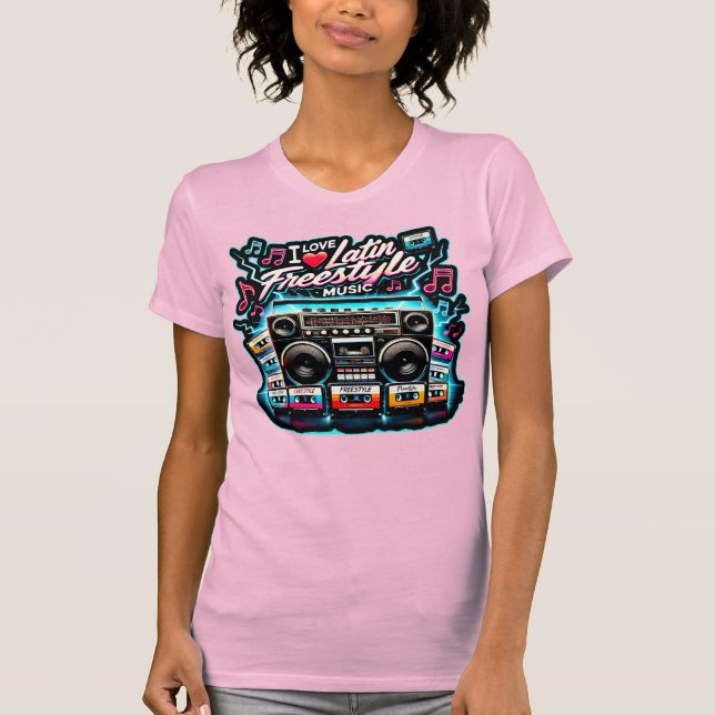 Camiseta Amo la música latina estilo libre (Anverso)