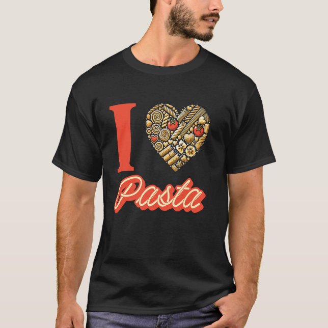 Camiseta Amo la pasta de fideos en forma de corazón (Anverso)