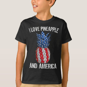 Camiseta Amo La Piña Y La Bandera Estadounidense 4 De Julio