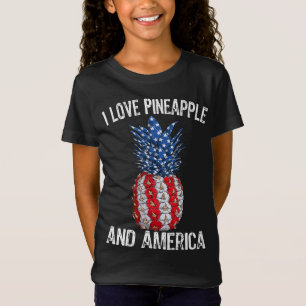 Camiseta Amo La Piña Y La Bandera Estadounidense 4 De Julio