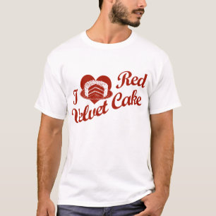 Camiseta Amo la torta roja del terciopelo
