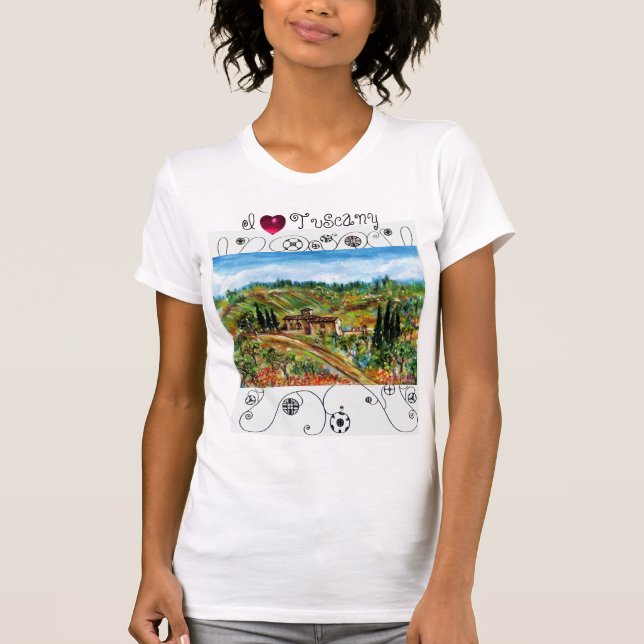 CAMISETA AMO LA TOSCANA, VIEJA CASA DE CAMPO EN EL PAISAJE  (Anverso)