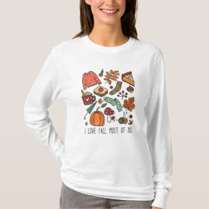 Camiseta Amo las hojas de otoño calabazas