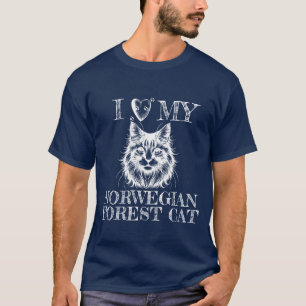 Camiseta Amo las huellas de mi gato forestal noruego blanca