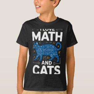 Camiseta Amo las matemáticas y los gatos divertido profesor