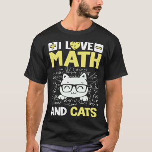 Camiseta Amo las matemáticas y los gatos Dueño de mascotas 