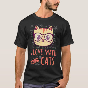 Camiseta Amo las Matemáticas y los Gatos Números Amante de 