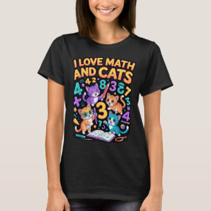 Camiseta Amo las matemáticas y los gatos profesor alumno