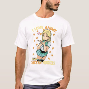 Camiseta Amo Las Nuggets De Anime Y Pollo - Cute Kawaii - O