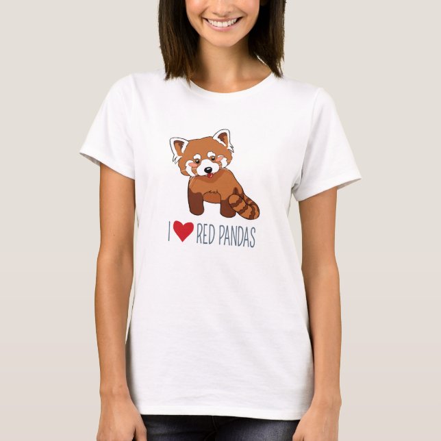 Camiseta Amo las pandas rojas - panda roja linda (Anverso)