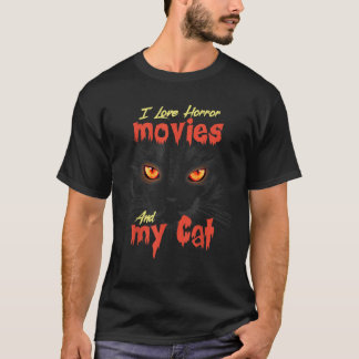 Camiseta Amo las películas de terror y mi gato por los homb