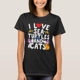Camiseta Amo Las Tortugas Marinas Y Los Gatos Gato Feline B