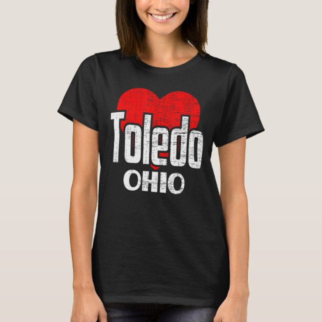 Camiseta Amo las vacaciones Toledo Ohio Retro Gran Corazón  (Anverso)