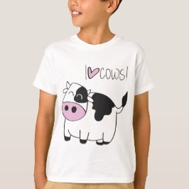Camiseta Amo las vacas - vaca divertida linda del dibujo