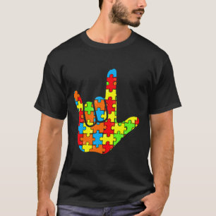 Camiseta Amo lenguaje Rótulo Autismo Ayuda para la toma de