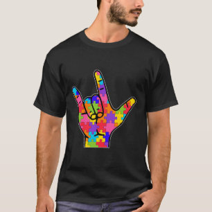 Camiseta Amo lenguaje Rótulo Autismo Ayuda para la toma de 