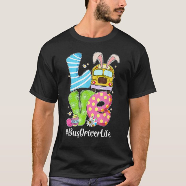 Camiseta Amo lindo conejito choferes de autobús escolar Vid (Anverso)