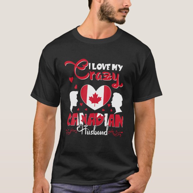 Camiseta Amo loco gracioso Bandera de San Valentín canadien (Anverso)