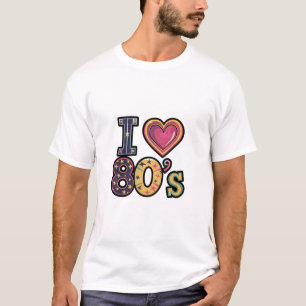 Camiseta Amo los 80 - Diseño retro colorido