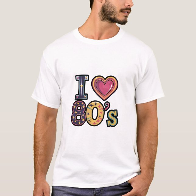 Camiseta Amo los 80 - Diseño retro colorido (Anverso)